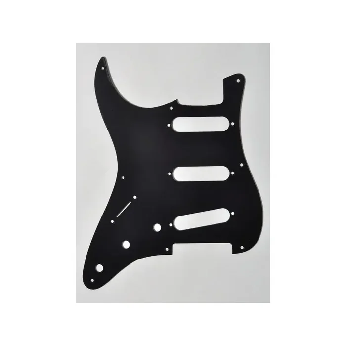 Pickguard for Strat, SSS matt black, 1-laags LINKSHANDIG