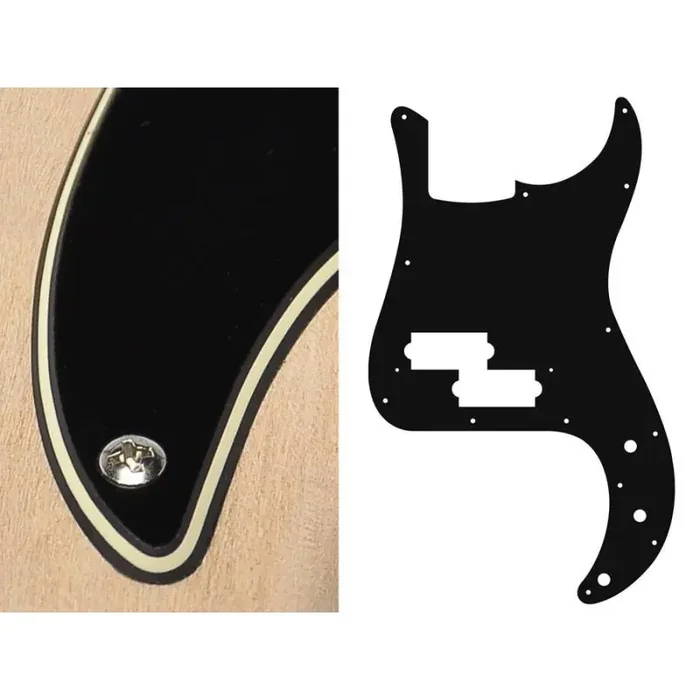 Pickguard P-Bass, 3 ply, black and cream, standard