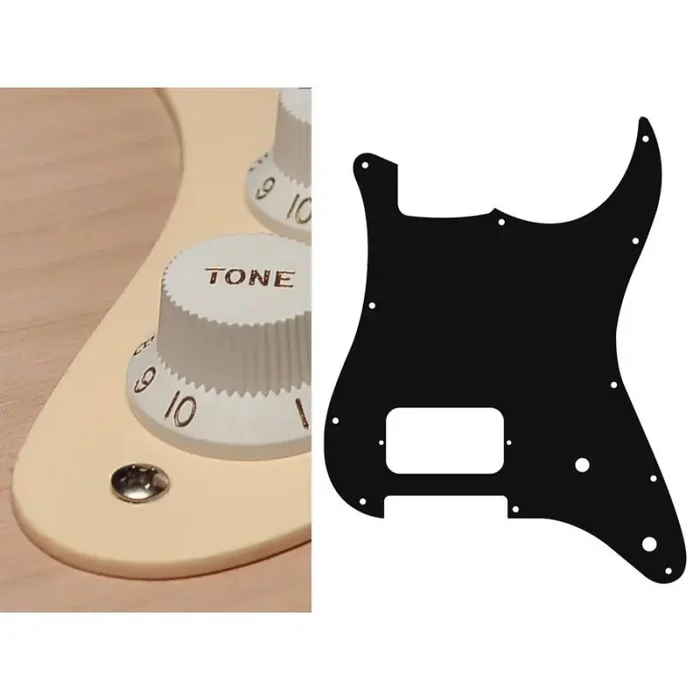 Pickguard Strat, 1 ply, cream, H, 2 pot holes