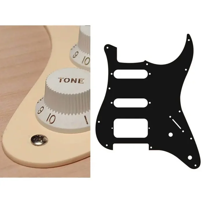 Pickguard Strat, 1 ply, cream, SSH, 2 pot holes, 3-5 switch