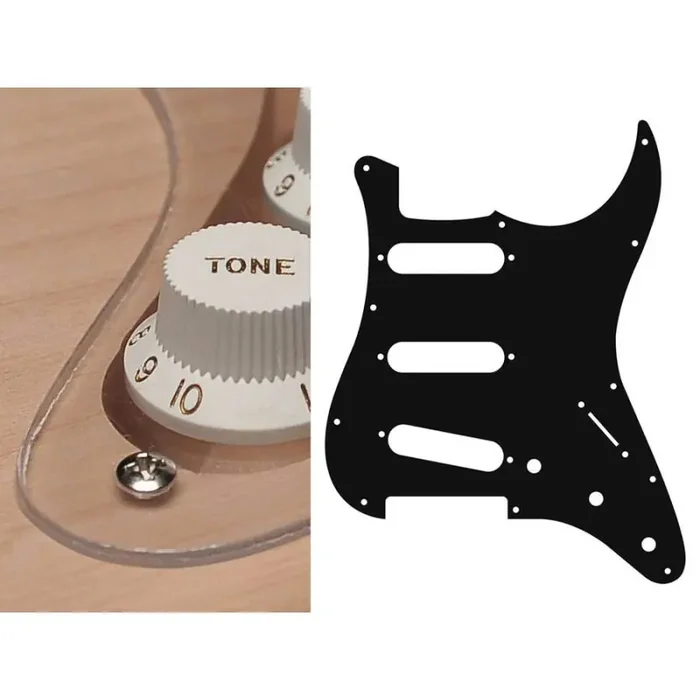 Pickguard Strat, 1 ply, transparent, standard, SSS, 3 pot holes, 3-5 switch