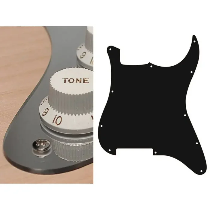 Pickguard Strat, 2 ply, mirror chrome, no holes (only screw holes)