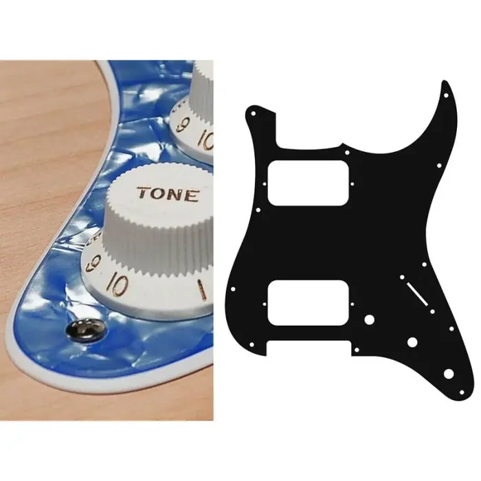 Pickguard Strat, 2 ply, pearl ocean blue, HH, 3 pot holes, 3-5 switch