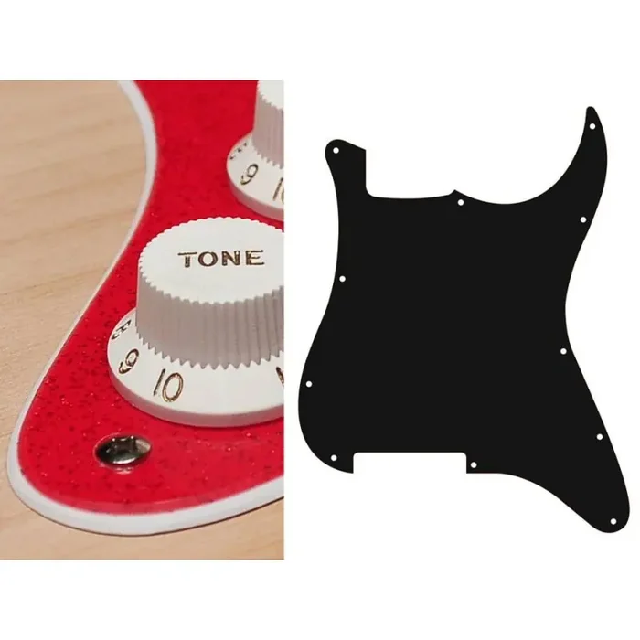 Pickguard Strat, 2 ply, sparkling red, no holes (only screw holes)