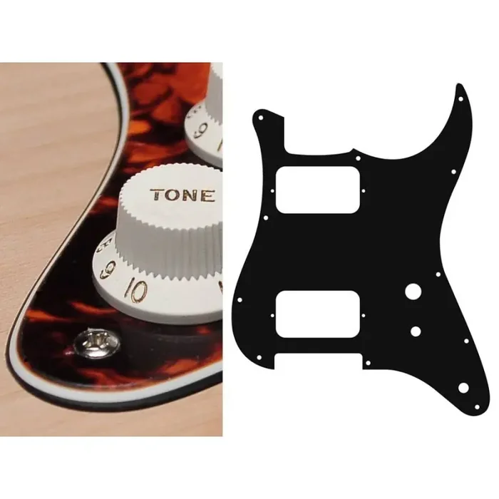 Pickguard Strat, 3 ply, marble orange, HH, 2 pot holes, toggle switch