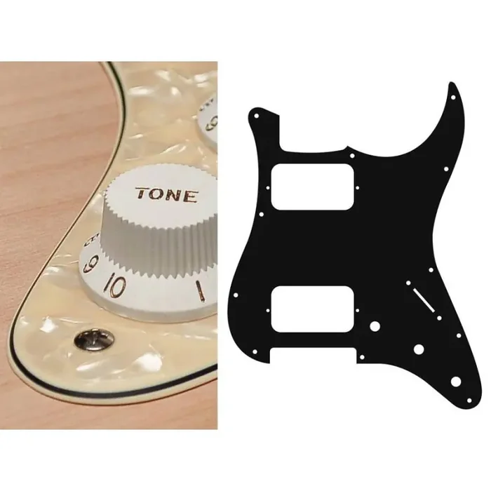 Pickguard Strat, 3 ply, pearl cream, HH, 3 pot holes, 3-5 switch