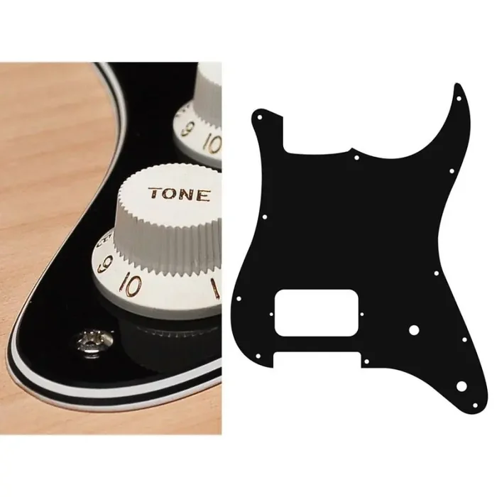 Pickguard Strat, 4 ply, black, H, 2 pot holes