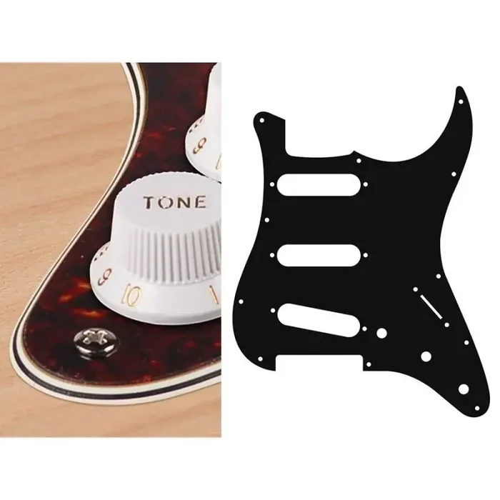 Pickguard Strat, standard, SSS, 3 pot holes, 3-5 switch, 4 ply, tortoise intense