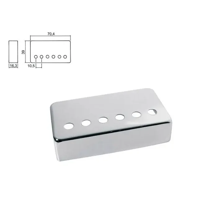 Pickup cover, humbucker, metal nickel, pitch=10,5mm, bridge position