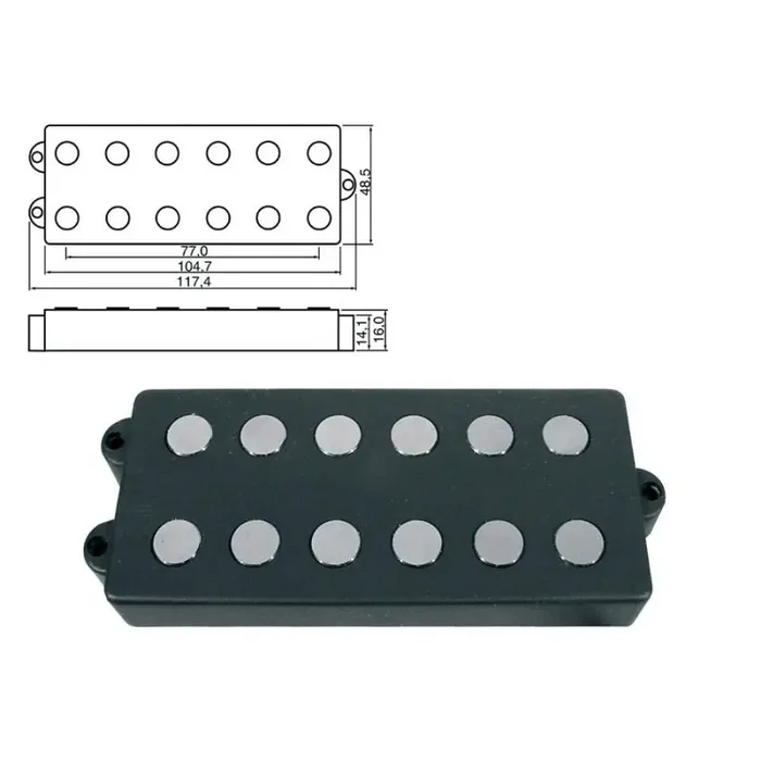 Pickup MM-model, 6-string, black, ceramic, 4 conductors