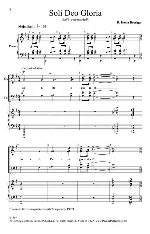 R. Kevin Boesiger Soli Deo Gloria Gemischter Chor mit Begleitung