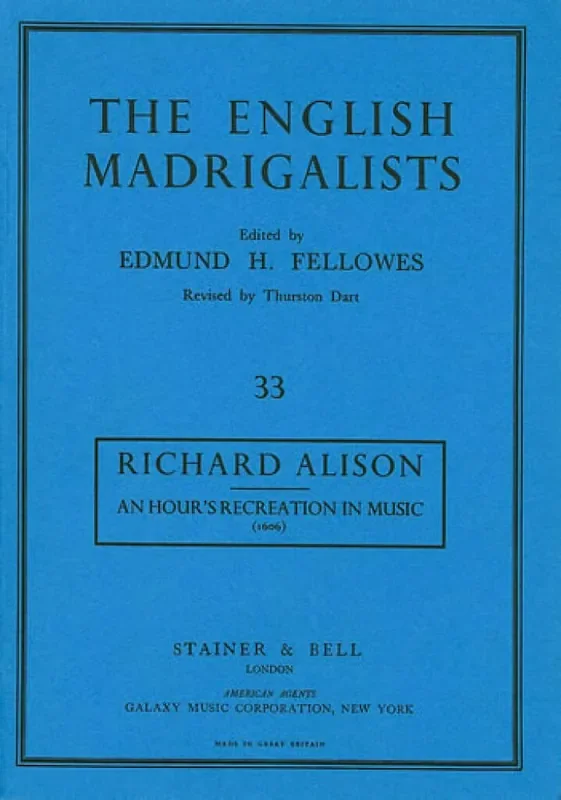 Richard Alison An Hour‘s Recreation In Musicke Gemischter Chor mit Begleitung
