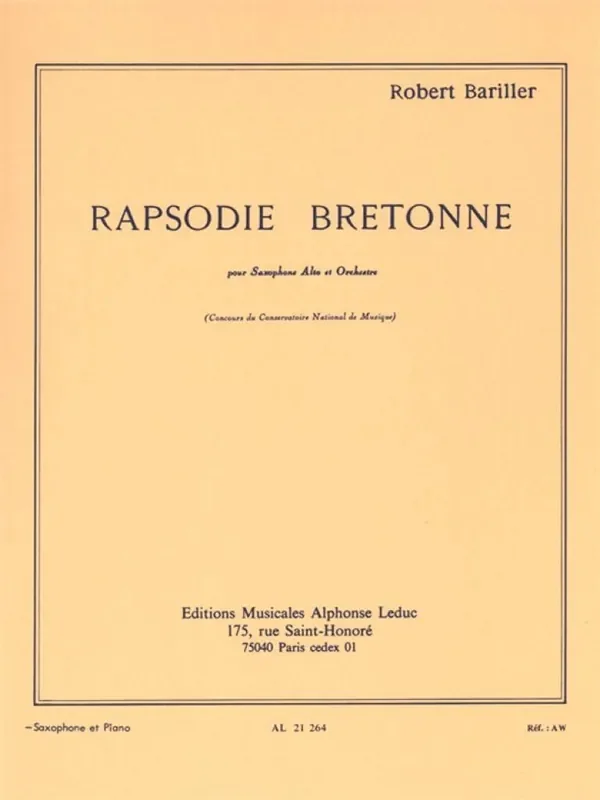 Robert Bariller Rapsodie bretonne Altsaxophon mit Begleitung