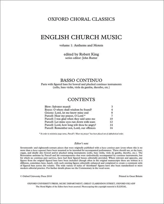 Robert King English Church Music, Volume 1 Anthems and Motets Gemischter Chor mit Begleitung