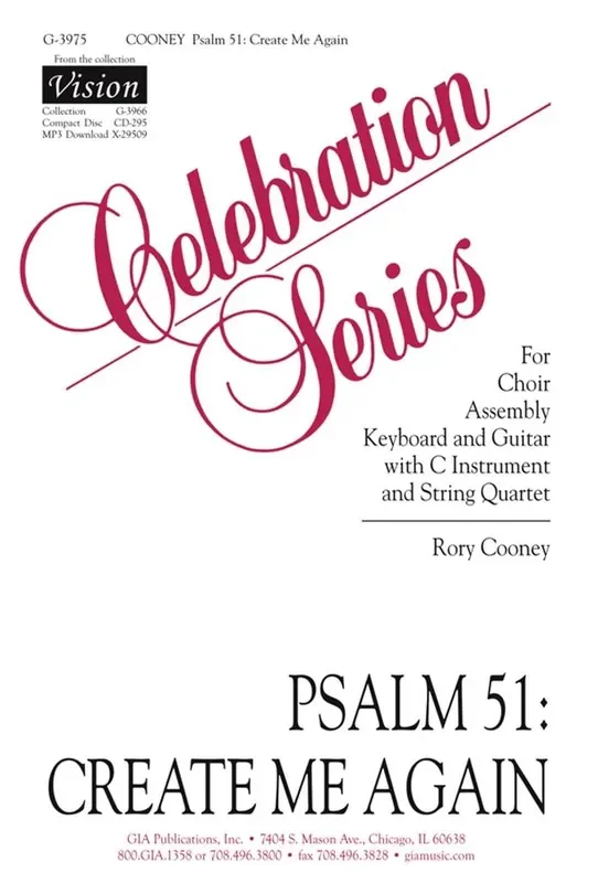 Rory Cooney Psalm 51 Create Me Again – Instrument Gemischter Chor mit Begleitung