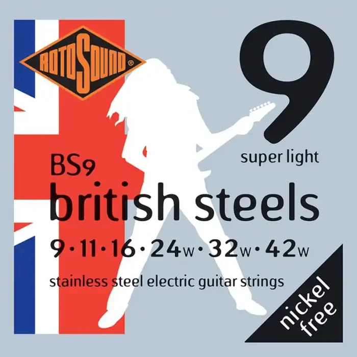 Rotosound British Steels snarenset elektrisch, stainless steel 9-42, super light