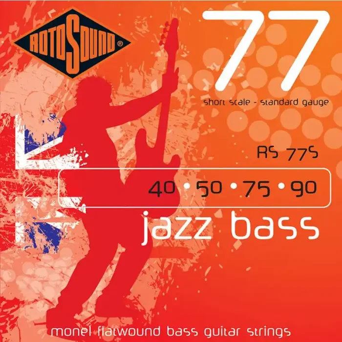 Rotosound Jazz Bass 77 snarenset basgitaar, monel flatwound, 40-90, standard gauge, short scale