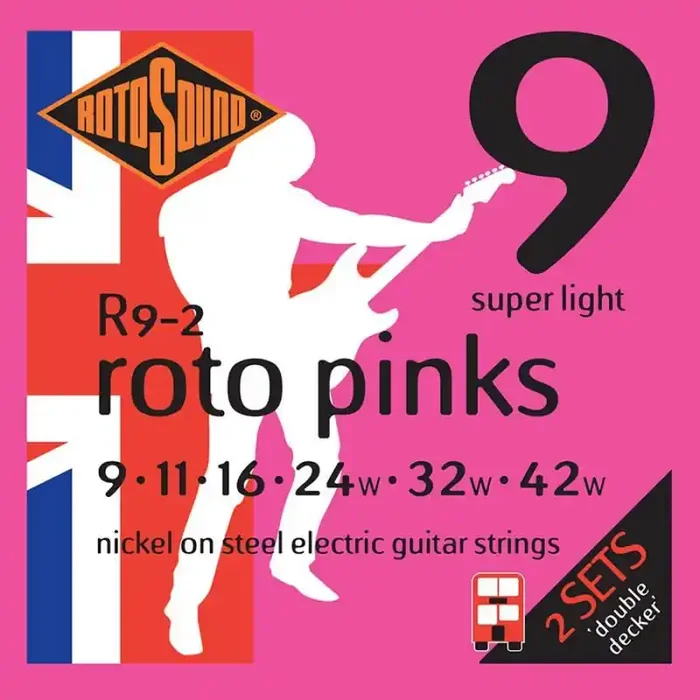 Rotosound Roto string set electric nickel wound 9-42, super light, pack of 2 sets