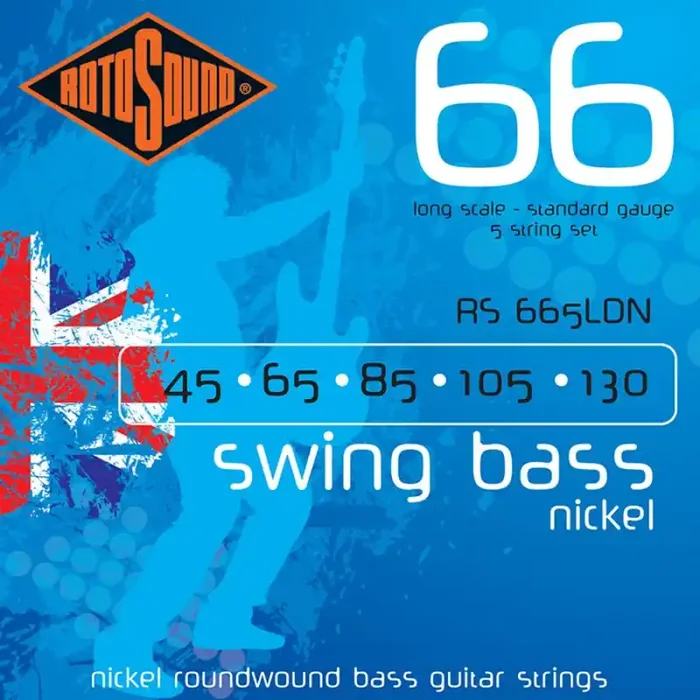 Rotosound Swing Bass 66 snarenset basgitaar, 5-snarig, nickel wound, 45-130, standard gauge