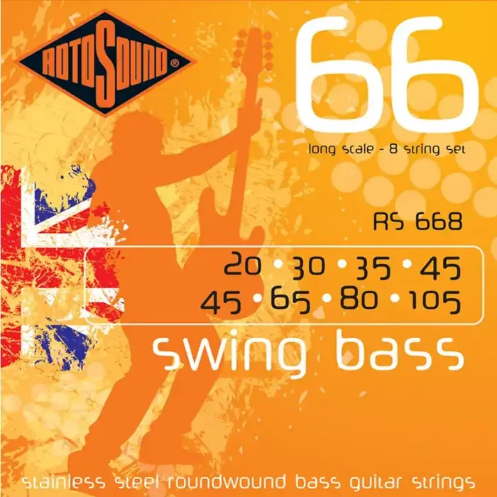 Rotosound Swing Bass 66 snarenset basgitaar, 8-snarig, stainless steel, 45-105, standard gauge