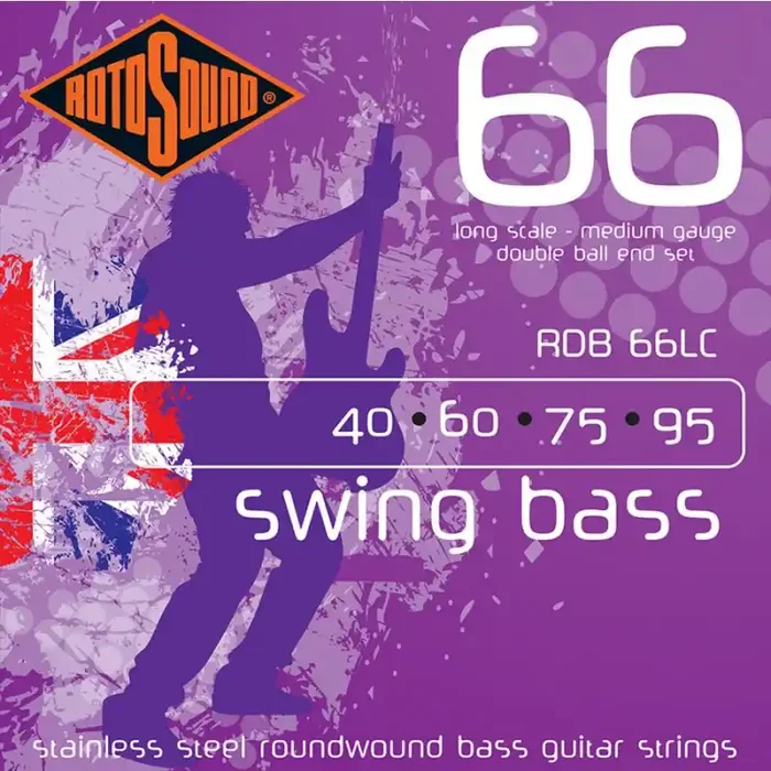 Rotosound Swing Bass 66 snarenset basgitaar, stainless steel, 40-95 double ball end, medium gauge