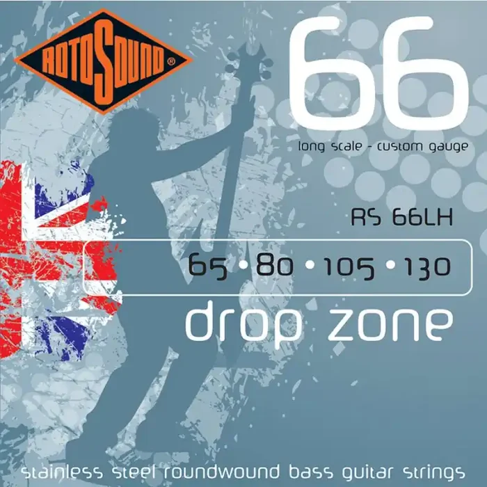 Rotosound Swing Bass 66 snarenset basgitaar, stainless steel, 65-130 Drop Zone, custom gauge