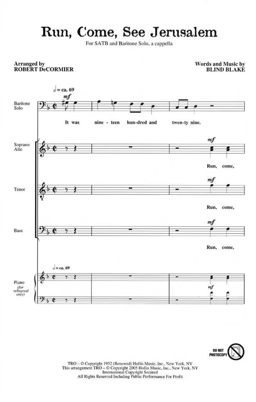 Run, Come, See Jerusalem (Arr. Robert DeCormier) Gemischter Chor A cappella