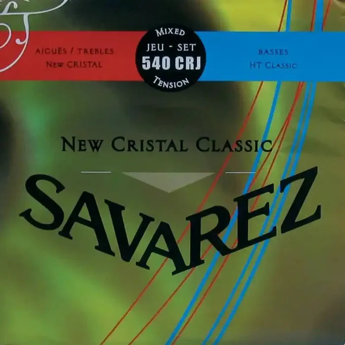 Savarez New Cristal Classic snarenset klassiek, New Cristal trebles, silverwound HT classic basses, hybrid tension