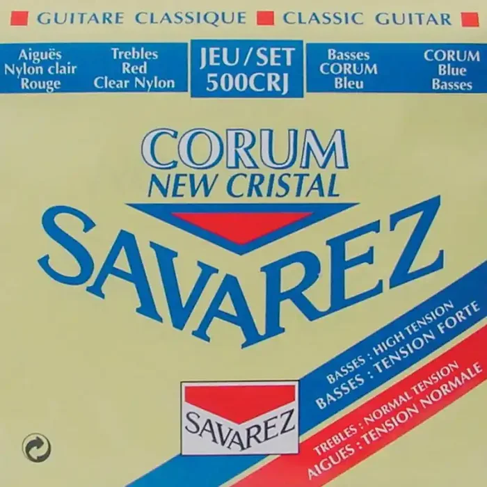 Savarez New Cristal Corum snarenset klassiek, New Cristal trebles, silverwound Corum basses, hybrid tension
