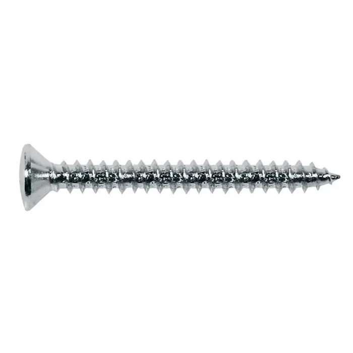 Screw, chrome, 4,5x45mm, 12pcs, oval countersunk, tapping, for neck mount