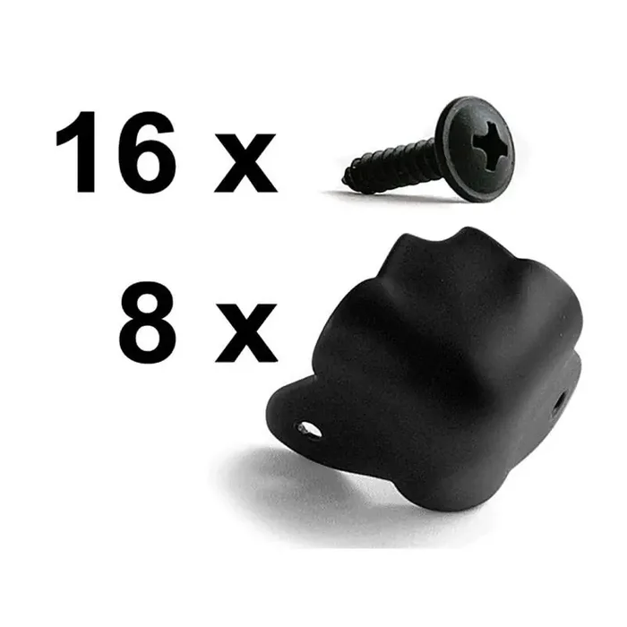 Set Corners Fender Style, black + Screws