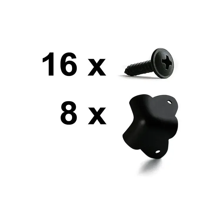 Set Corners w/ cutaway 2 leg, black + Screws