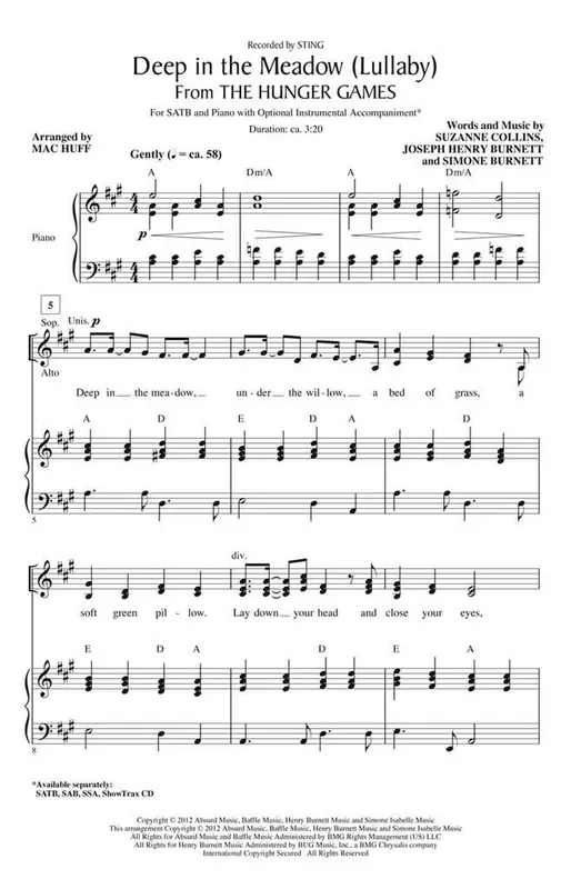 Simone Burnett Deep in the Meadow (Lullaby) (Arr. Mac Huff) Gemischter Chor mit Begleitung