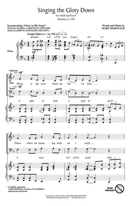 Singing the Glory Down (Arr. Mary McDonald) Gemischter Chor mit Begleitung
