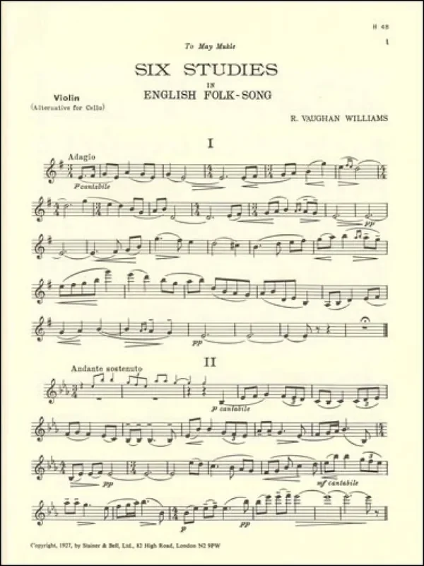 Six Studies in English Folk Song Violine Solo