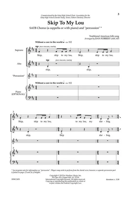 Skip To My Lou (Arr. Dan Forrest) Gemischter Chor A cappella