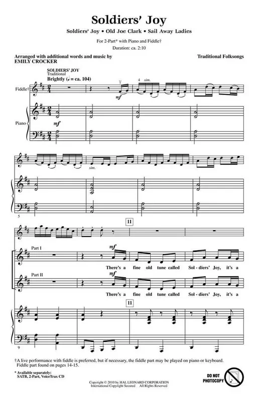 Soldiers‘ Joy (Arr. Emily Crocker) Frauenchor mit Begleitung