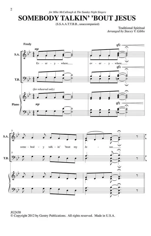 Somebody Talkin‘ ‘Bout Jesus (Arr. Stacey V. Gibbs) Männerchor mit Begleitung