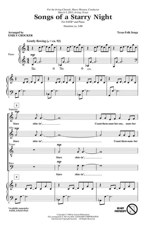 Songs of a Starry Night (Arr. Emily Crocker) Gemischter Chor mit Begleitung