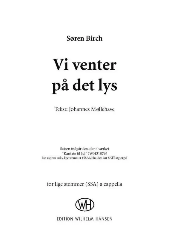 Søren Birch Vi Venter På Det Lys Frauenchor A cappella