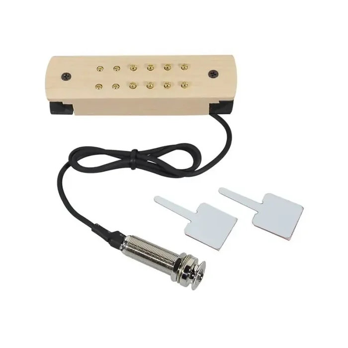 Soundhole pickup with solid maple cover, humbucker with adjustable poles and endpin jack