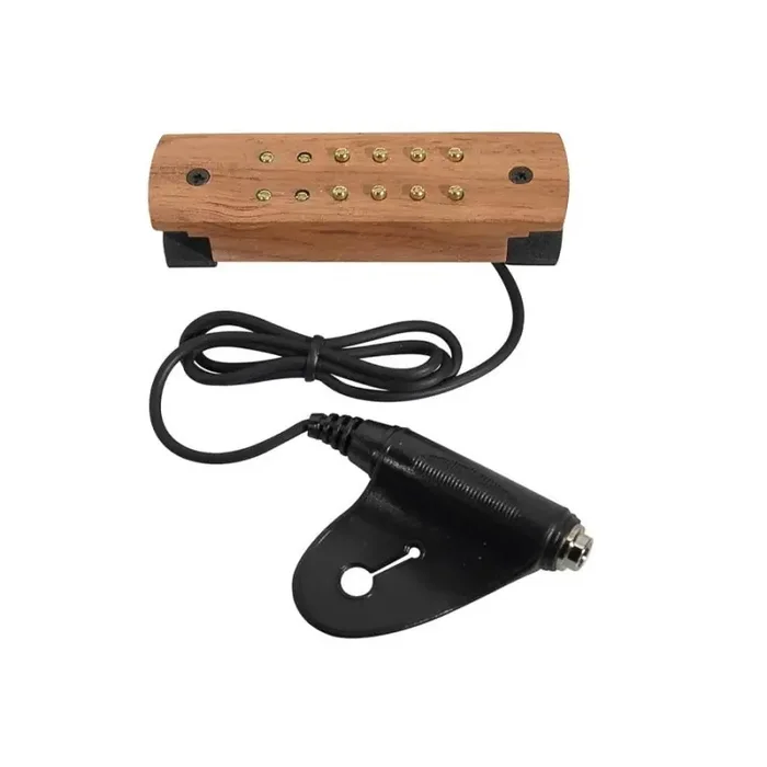 Soundhole pickup with solid walnut cover, humbucker with adjustable poles, 60cm cable + jack socket