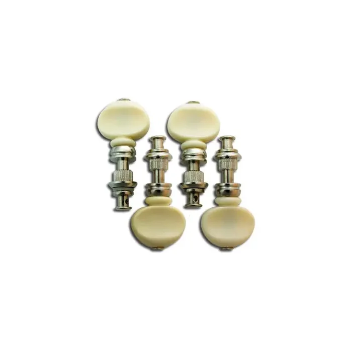 STA-TITE Ukulele Pegs, Nickel, White Buttons / 4 Pieces
