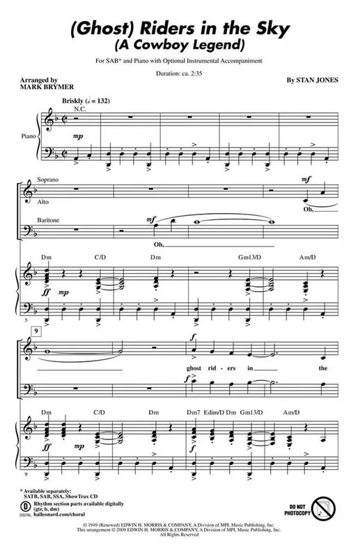 Stan Jones (Ghost) Riders in the Sky (Arr. Mark Brymer) Gemischter Chor mit Begleitung