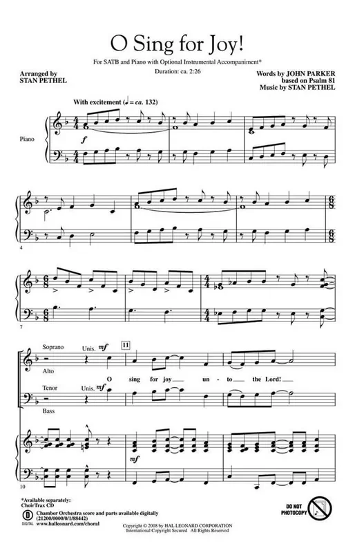 Stan Pethel O Sing for Joy! Gemischter Chor mit Begleitung
