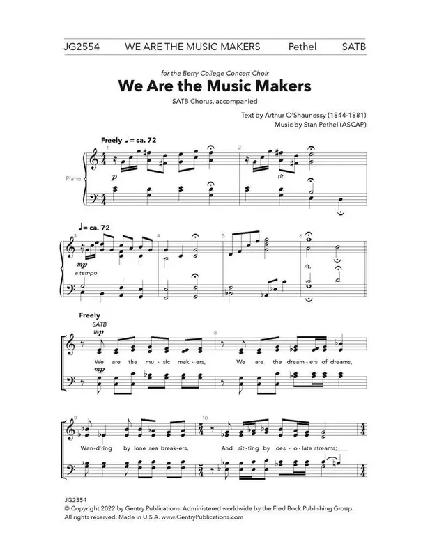 Stan Pethel We Are the Music Makers Gemischter Chor mit Begleitung