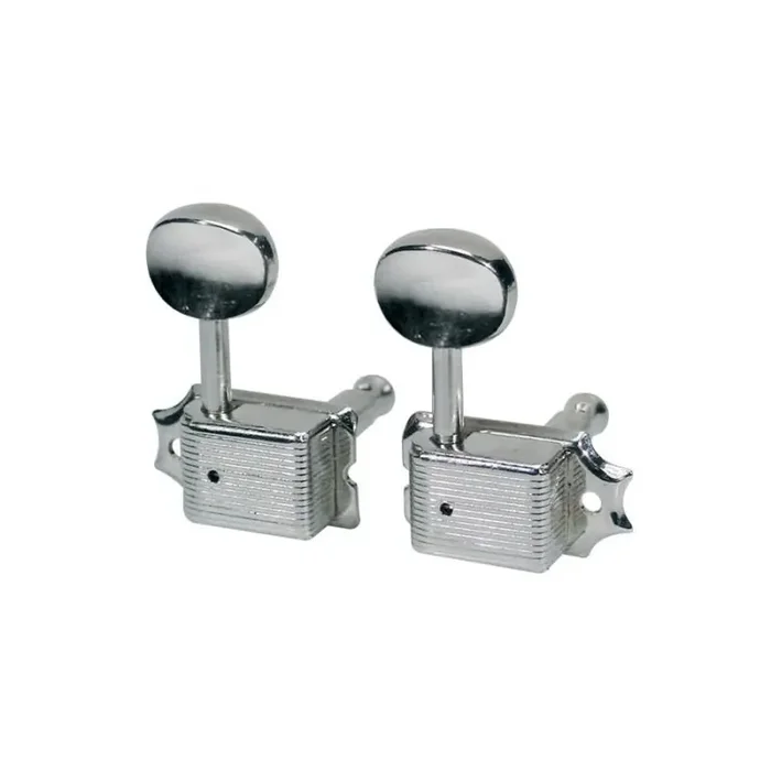 Stemmechanieken voor gitaar, nikkel, 6x links, vintage style, metalen knoppen