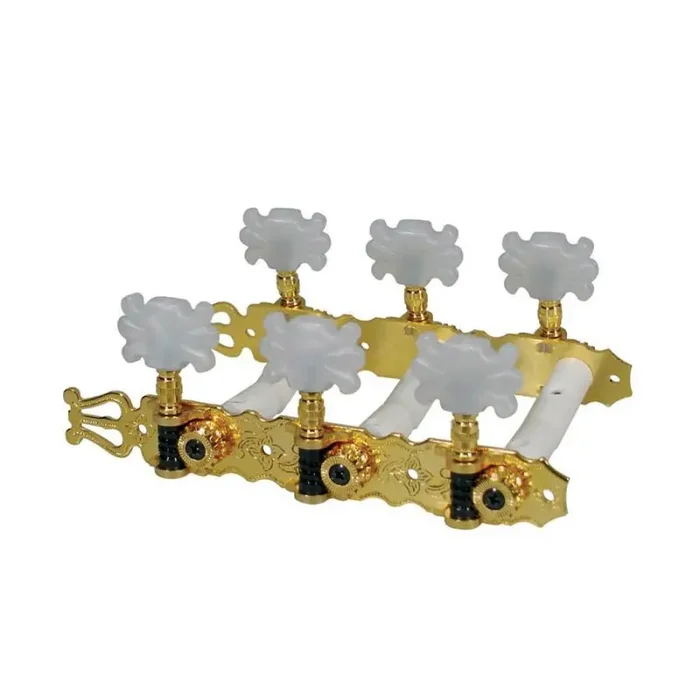 Stemmechanieken voor klassieke gitaar, nylon as, 70mm, goud, butterfly knoppen