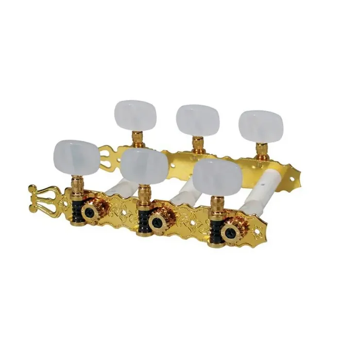 Stemmechanieken voor klassieke gitaar, nylon as, 70mm, goud, parelmoer knoppen type3