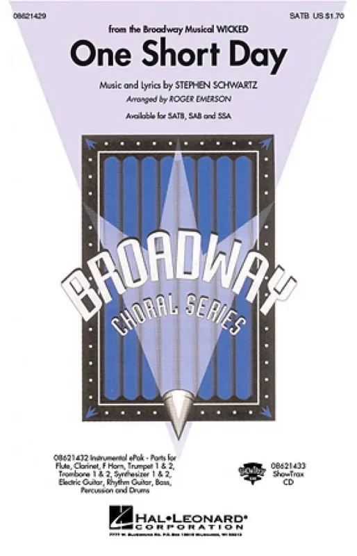 Stephen Schwartz One Short Day (Arr. Roger Emerson) Frauenchor mit Klavier/Orgel